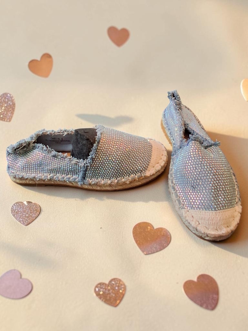 BAMBOO Iridescent Blue Jean Rhinestone Slip-On Flats Womems Shoes Size 8 Casual